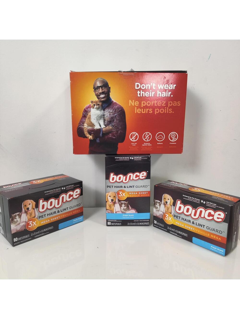 Bounce Pet Hair & Lint Guard Mega Dryer Sheets Lot Fresh Scent
